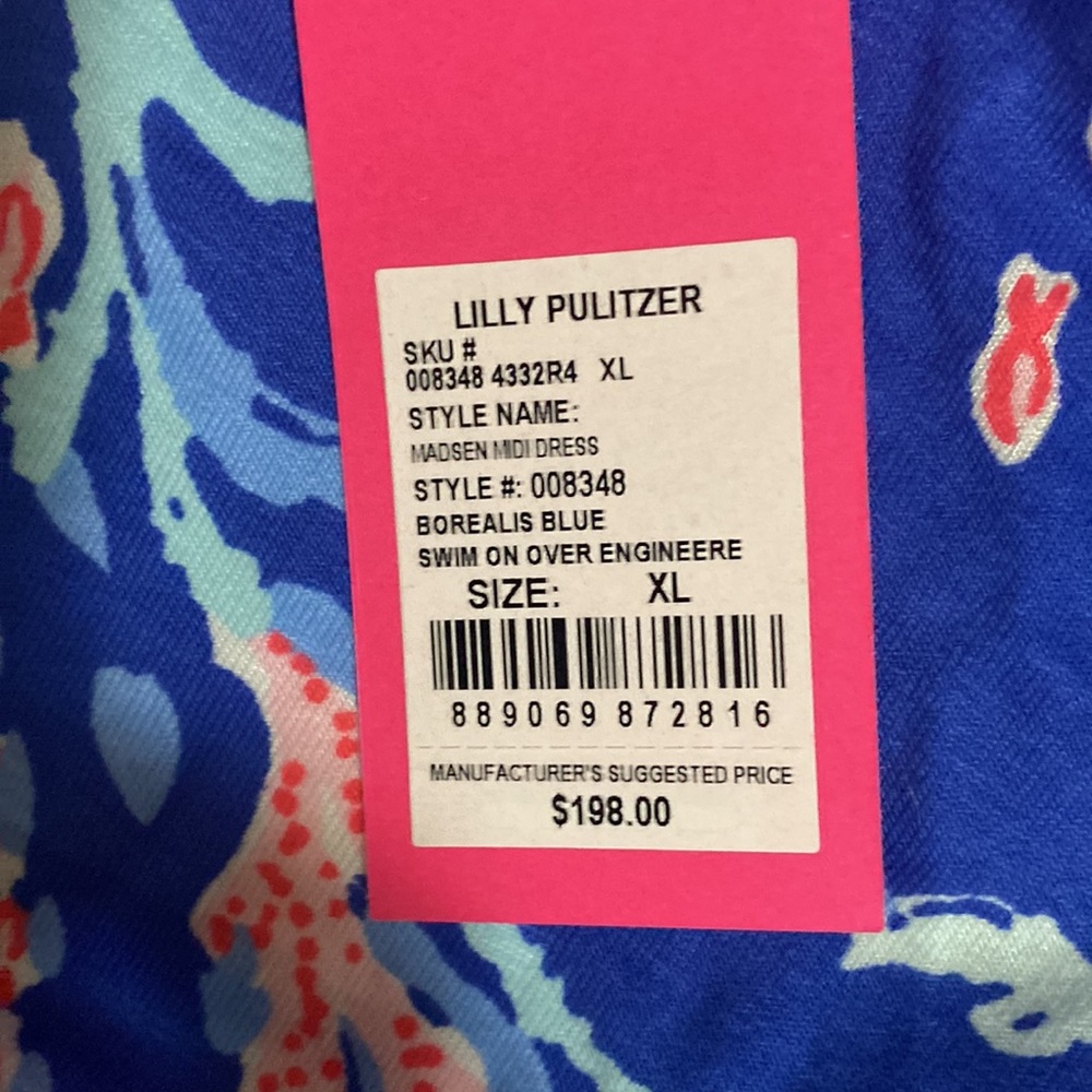 LILLY Pulitzer XL Madsen MIDI Dress I’m Borealis Blue - Picture 7 of 7